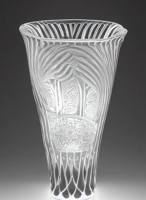 Prompt: Vase in the Angelina Jolie, designed by Rene Lalique