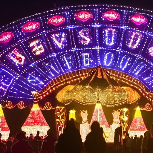 Image similar to a night Victorian circus shining with thousands of lights