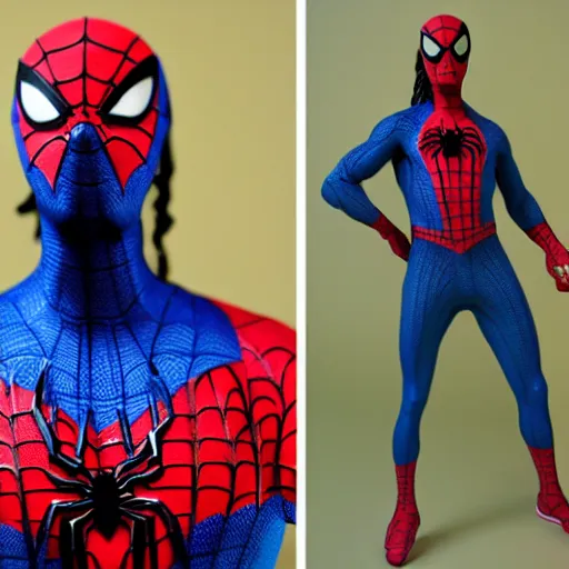 Image similar to 3 d printed collectible of snoop dog as spider man