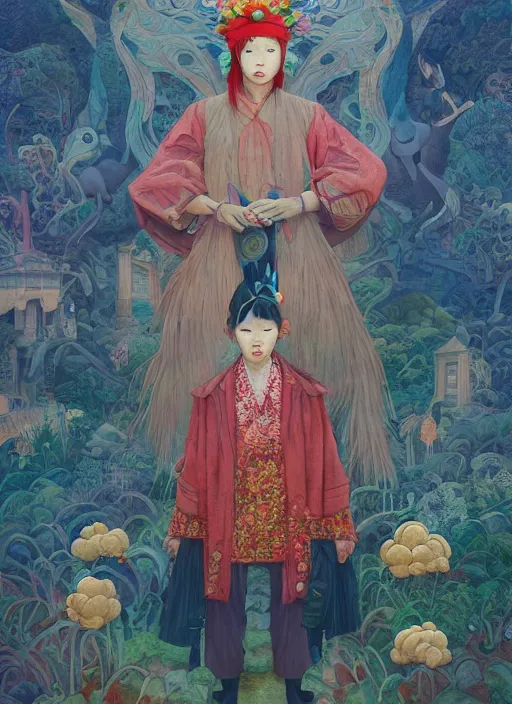 Image similar to yunnan people : : by martine johanna and simon stalenhag and chie yoshii and casey weldon and wlop : : ornate, dynamic, particulate, rich colors, intricate, elegant, highly detailed, centered, artstation, smooth, sharp focus, octane render, 3 d