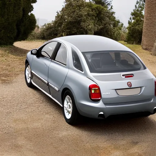 Prompt: Fiat sedan from 2006 rear view,wide angle