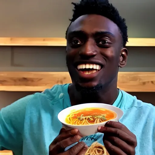 Prompt: MKBHD eating ramen