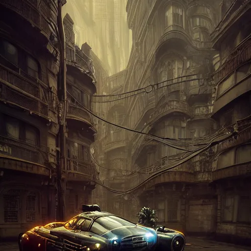 Image similar to cyborg cyber vintage supercar slick warm tones : by michal karcz, daniel merriam, victo ngai and guillermo del toro : ornate, dynamic, particulate, intricate, elegant, highly detailed, centered, artstation, smooth, sharp focus, octane render