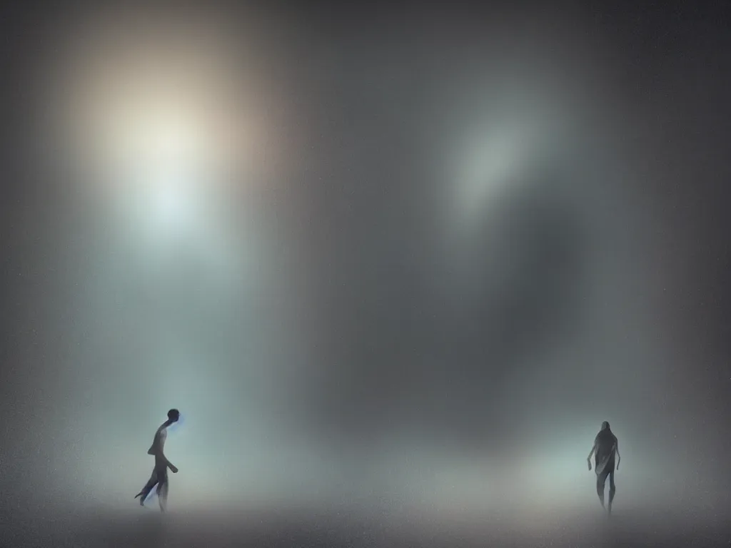 Prompt: a human emitting an aura walking through a dust storm while normal!! and exponential!! curves!! from the universe flow through them, digital art, trending on art station, many smooth curves, inspiring, high resolution