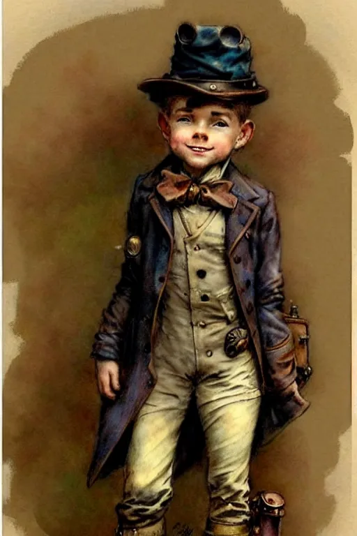 Image similar to (((((1950s steampunk adventurer boy inventer explorer . muted colors.))))) by Jean-Baptiste Monge !!!!!!!!!!!!!!!!!!!!!!!!!!!