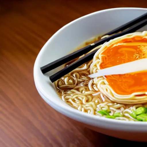 Image similar to a close up cookbook illustration of a bowl of ramen noodles