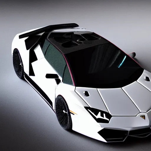 Image similar to Lamborghini with fluffy cat ears concept 3D, octane, reflective floor, dramatic lighting, magazine cover