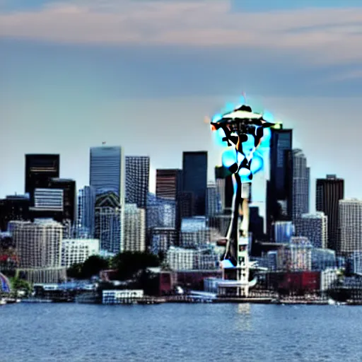 Image similar to the city of seattle attacked by a sea monster