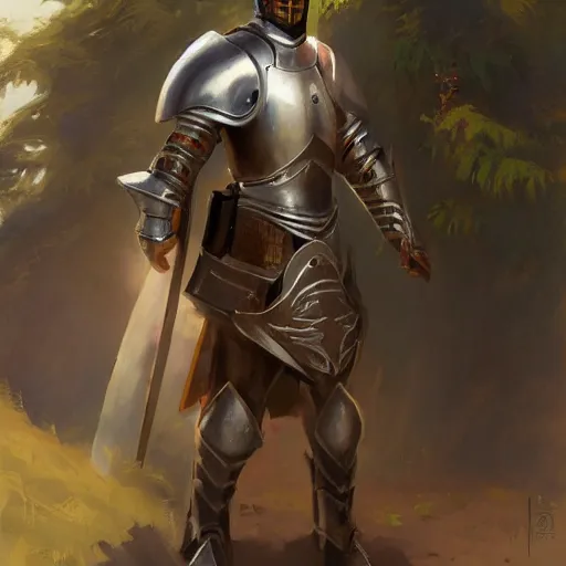 Prompt: a portrait of a knight in a scenic environment by bayard wu