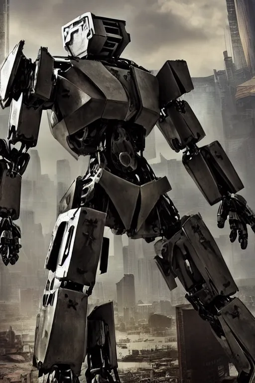 Image similar to a furture ai boxing humanoid mecha in ruin city, victory, punk style, by war robots, real steel ( 2 0 1 1 ), westworld and eve venture and pacific rim and machine warrior 5, cryengine, frostbite 3 engine, camouflage scheme, sharp focus, 8 k realistic, high definition, insanely detailed, sunny, ray tracing, realistic shaded,