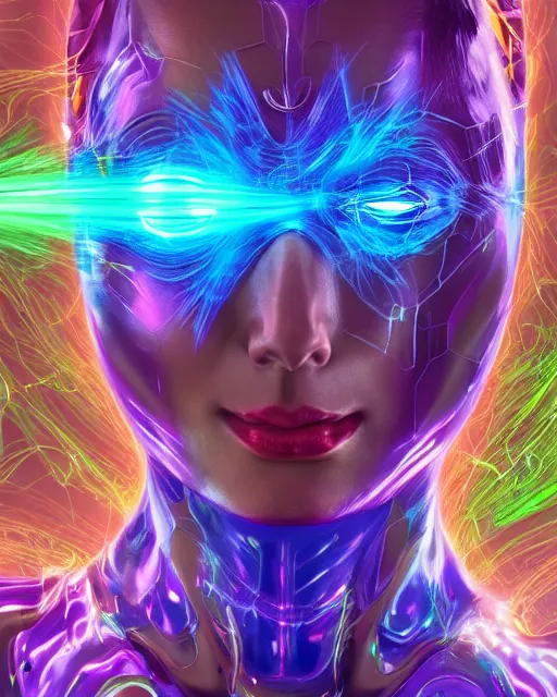 Prompt: a powerful energy psychedelic matrix superheroine, by alexander fedosav, hyper detailed digital matte painting, concept art, hyperrealism, 1 6 k resolution, cinema 4 d, 8 k resolution, trending on artstation, behance hd, a masterpiece, by stephan martiniere, particles, cel - shaded, power bright neon energy, by david a. hardy,