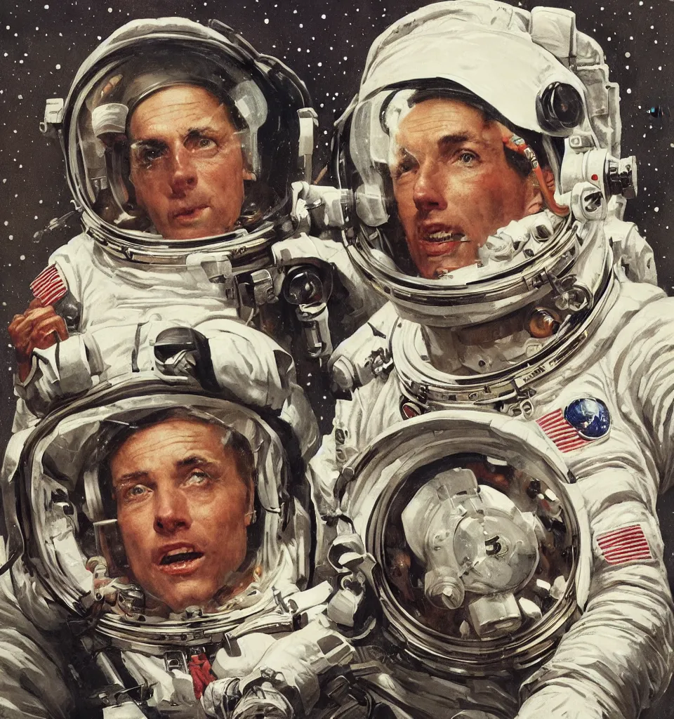 Prompt: an album cover of a detailed portrait of an astronaut wearing headphones art by norman rockwell, cinematic, epic composition, hd, digital painting, digital art, concept art, illustration, comic art, stylized, masterpiece, award - winning