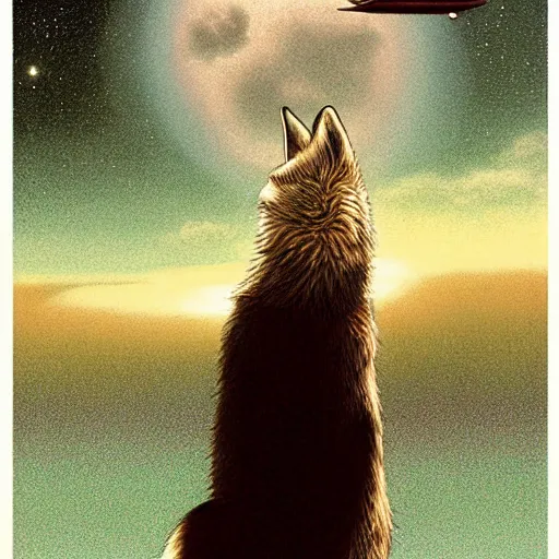 Image similar to a portrait of fox mccloud by peter elson, furry art, lonely, forlorn, with background by david a. hardy