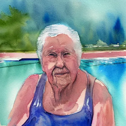 Image similar to Portrait of an elderly YMCA swimmer. Watercolor