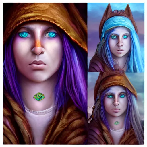 Image similar to indigenous elf with light blue eyes wearing a nose ring and long purple hair digital art, irina french, heraldo ortega, mandy jurgens, golden ratio, art canvas, award winning, masterpiece trending on artstation 8 k 1 5 0 mpx