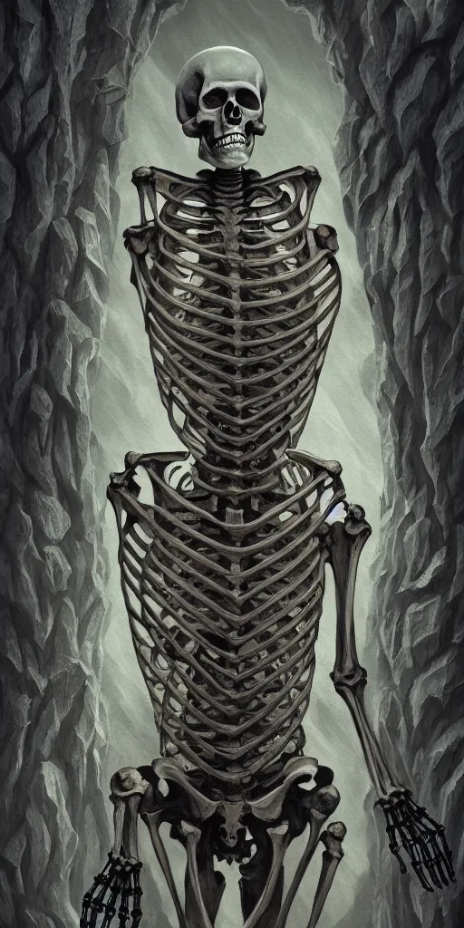 Prompt: a human skeleton slowly transforming into books, in the style of a matte oil painting and d & d art, eldritch, pages, award - winning, extremely detailed, sharp focus, 4 k