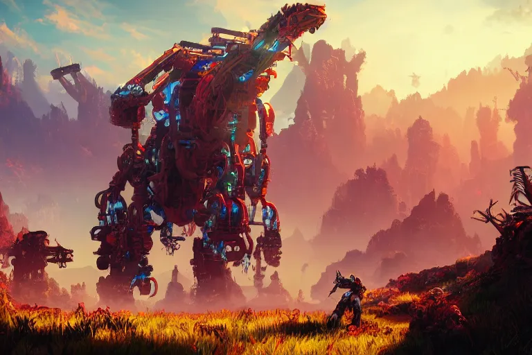 Image similar to scorcher machine mecanical creature robot of horizon forbidden west horizon zero dawn bioluminiscence global illumination ray tracing hdr fanart arstation by ian pesty and alena aenami artworks in 4 k