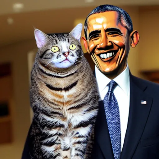 Prompt: cat with obama's face