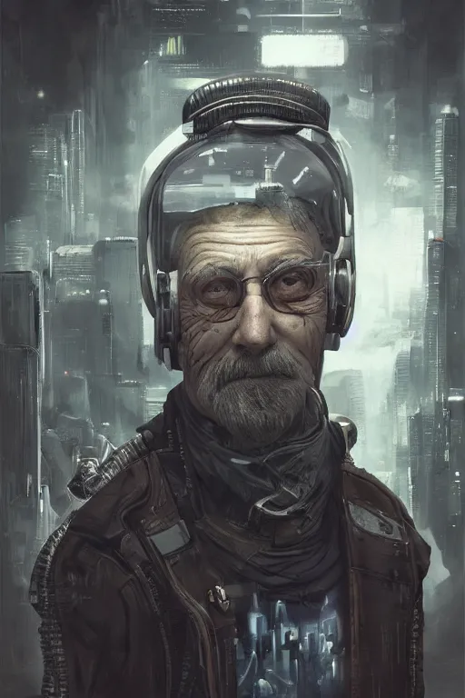 Image similar to Ultra realistic illustration of an old man cyborg, cyberpunk, sci-fi fantasy