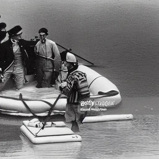 Image similar to admiral Nelson captains a raft in a swimming pool in Southern California,