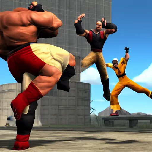 Prompt: tekken 3 king in team fortress 2