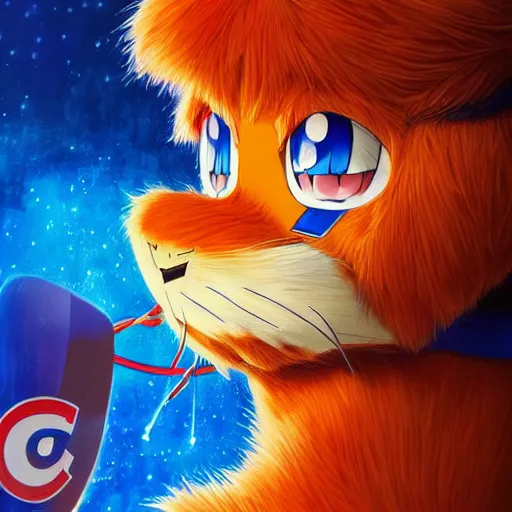 Image similar to anime Portrait of Youppi the Habs Montreal Canadiens Mascot as a very cute powerful and friendly pokemon, highly detailed anime, high evolution, 1990s, legendary, smooth, sharp focus, dynamic lighting, intricate, trending on ArtStation, illustration pokemon, art by WLOP