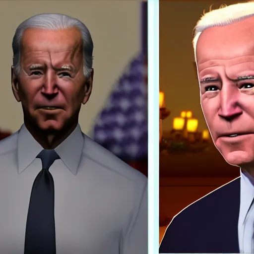 Image similar to joe biden in half life alyx ending scene with gman, half life ending screenshot