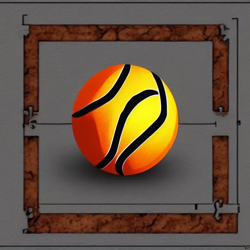 Image similar to a dungeons and dragons mimic shaped as a basketball, digital art