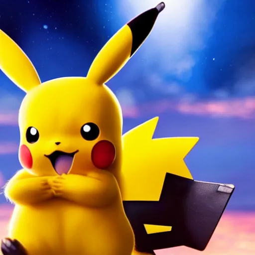 Image similar to Pikachu crying, detailed 4k render, live action movie still