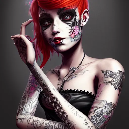 Image similar to a portrait of a beautiful punkrock girl, art by saruei, digital art, highly detailed, intricate, sharp focus, Trending on Artstation HQ, deviantart, unreal engine 5, 4K UHD image