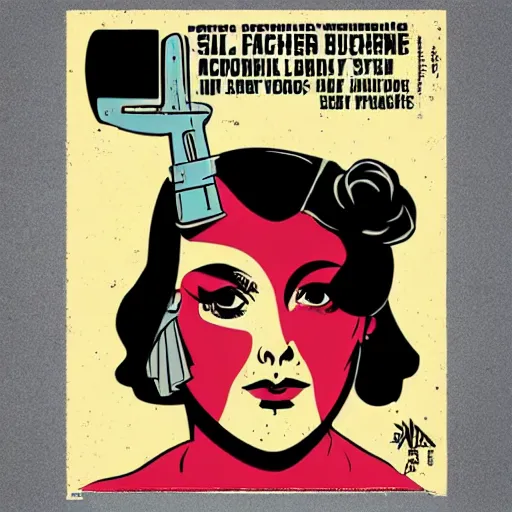 Image similar to individual ada lovelace silk screen butcher billy style