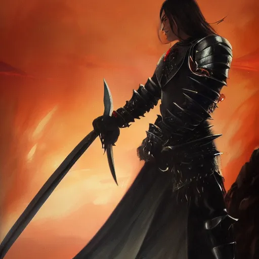 Prompt: fantasy painting of Elric wielding a plain black sword, painted by Bayard Wu, ultra detailed, 8k