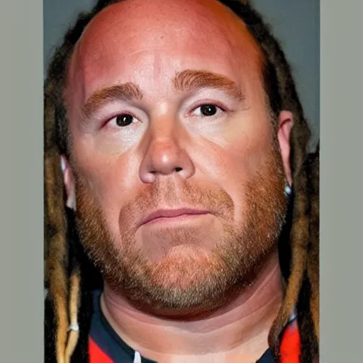 Image similar to Alex Jones appears as Tekasho 6ix9ine with dreadlocks and tattoos, high quality, photo