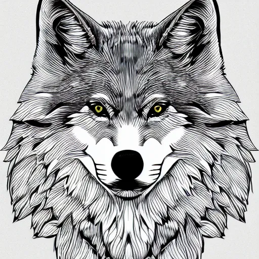 Image similar to professional line art of a wolf, high quality, highly detailed, HD, 8K, award-winning