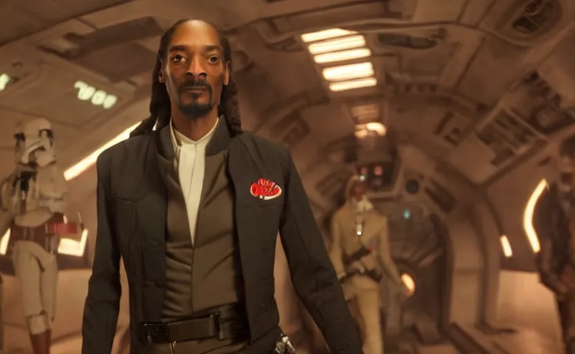 Prompt: a still of snoop dogg as han solo in star wars, 8 k