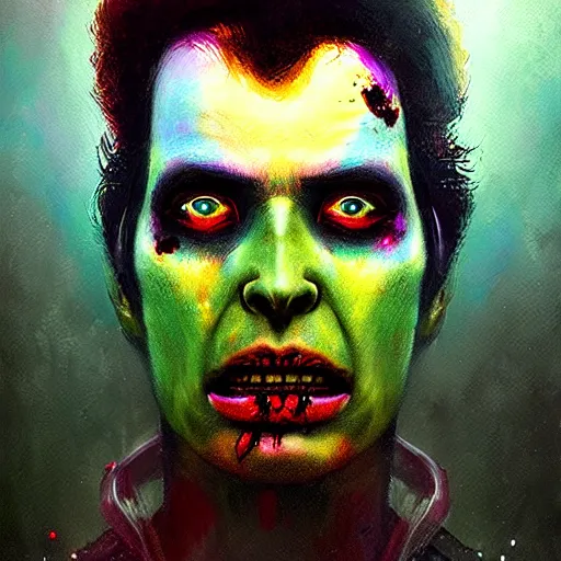 Image similar to UHD photorealistic Cosmic Zombie Elvis in the style of tonalism by Greg Rutkowski