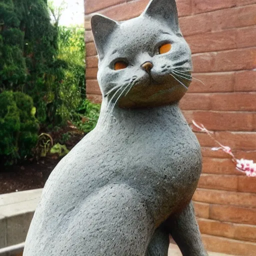 Prompt: a statue of a cute cat