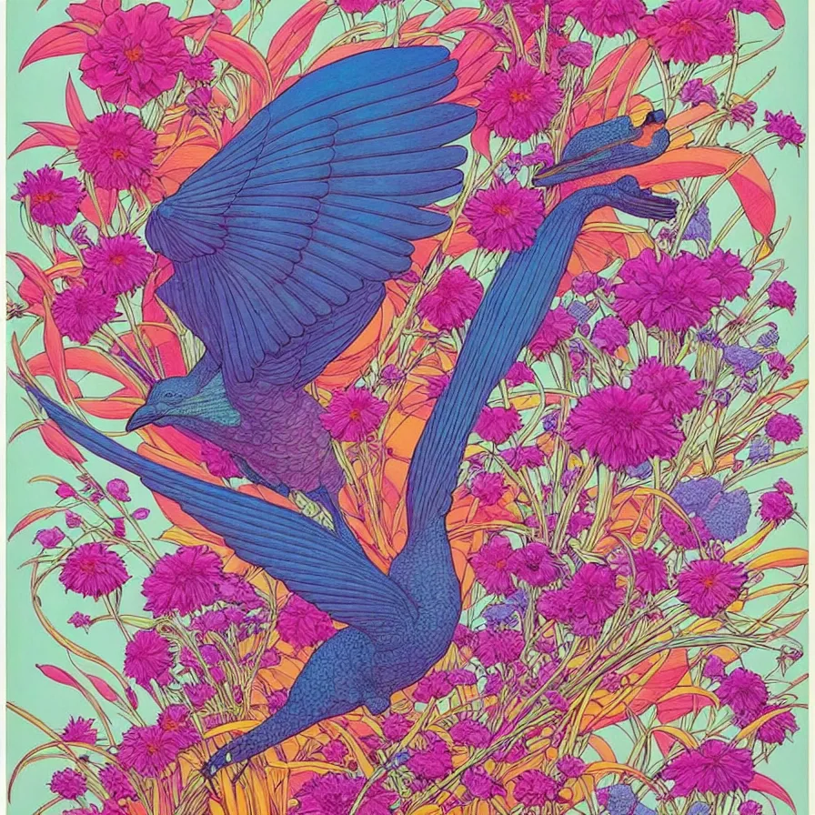 Prompt: ( ( ( ( beautiful flowers and birds, surrounded by decorative frame design ) ) ) ) by mœbius!!!!!!!!!!!!!!!!!!!!!!!!!!!, overdetailed art, colorful, artistic record jacket design