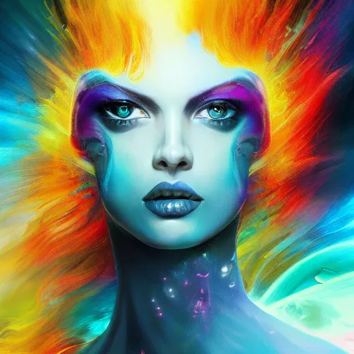 Image similar to woman popular fantasy art abstract painting generated by artificial intelligence, 8K UHD, trending on artstation, extremely detailed