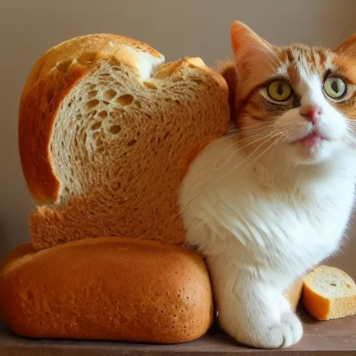 Prompt: cat made out of bread