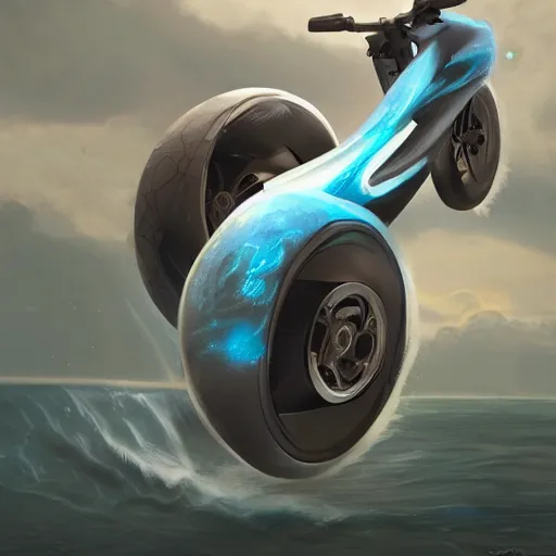 Image similar to concept art of a onewheel xr near sxm lagoon, by aenaluck, artgerm and roberto ferri and greg rutkowski, blue and white tones, digital painting, artstation, concept art, smooth, sharp foccus ilustration hq - h 7 6 8