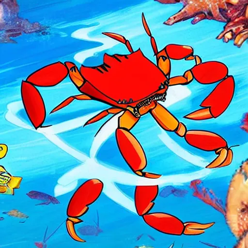 Prompt: a crab anime show