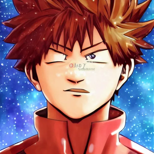 Image similar to handsome guy made by Kohei Horikoshi, art, night, stars, wonderful, anime style. 8k, detailed, detailed face, smooth, sharp focus, beautiful scene, my hero academia style, high quality,