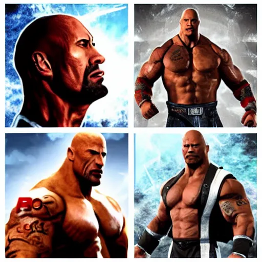 Prompt: dwayne johnson as tekken character