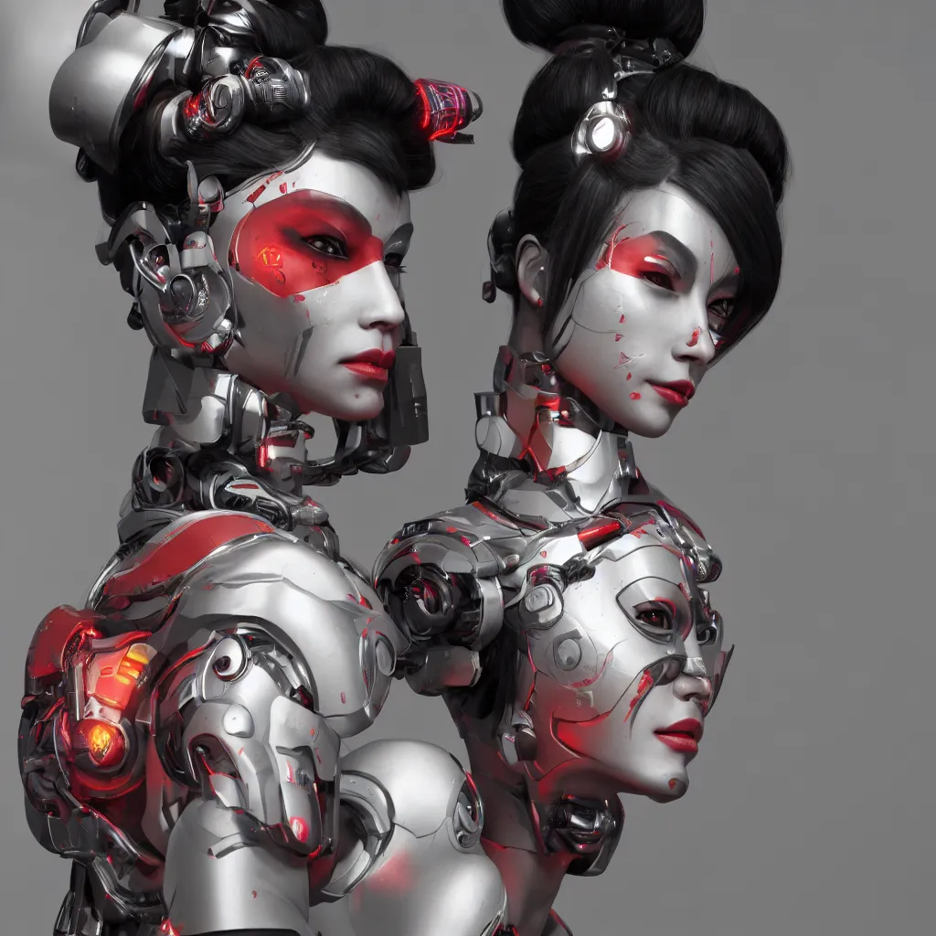 Prompt: Cyborg Geisha, 4K portrait, dynamic cinematic lighting, rendered by octane engine, Rendered in Octane, trending on artstation, cgsociety, 4k post-processing highly detailed