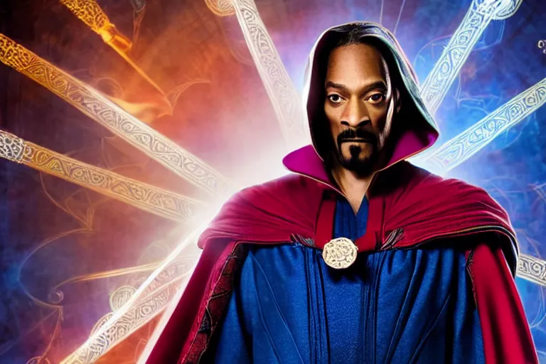 Prompt: film still of snoop dogg as doctor strange in doctor strange film, 4 k