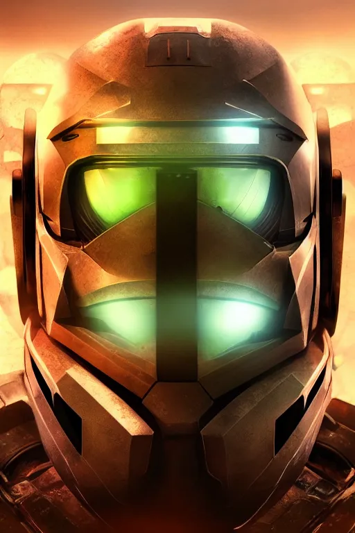 Image similar to robot ninja mask helmet halo master chief radiating a glowing aura global illumination ray tracing hdr fanart arstation by ian pesty and katarzyna da „ bek - chmiel