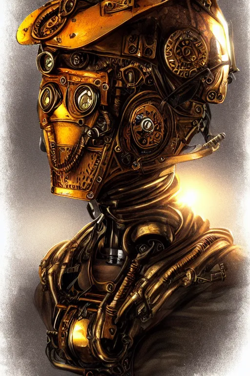 Image similar to steampunk helmet fantasy art mask robot ninja stylized digital illustration sharp focus, elegant intricate digital painting artstation concept art global illumination ray tracing advanced technology chaykin howard and campionpascale and cooke darwyn and davis jack