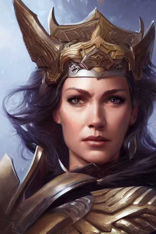 Image similar to amazon valkyrie athena, d & d, fantasy, portrait, highly detailed, headshot, digital painting, trending on artstation, concept art, sharp focus, illustration, art by artgerm and greg rutkowski and magali villeneuve