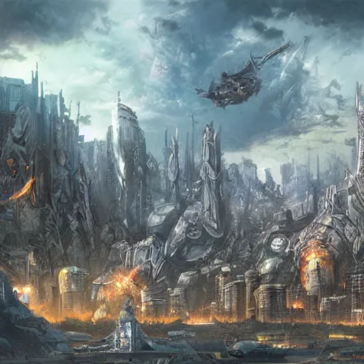 Image similar to landscape of apocalypse city, marvel illustration, by stanley artgerm lau